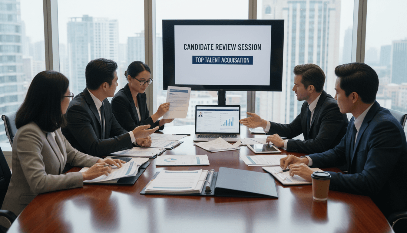 Team reviewing candidate profiles